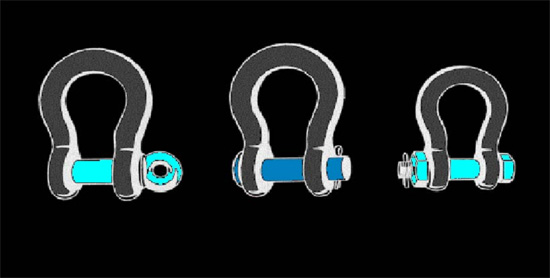 illustration of three different types of shackles