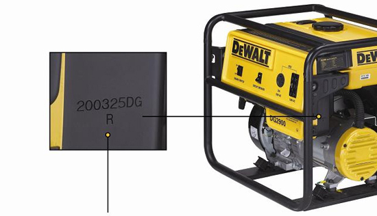 photo showing location of model number on generator