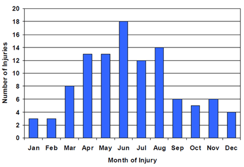 Figure 3. Work-Related Burns among Roofers by