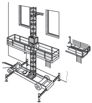 Mast climber designs can be customized to accommodate building profiles.