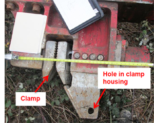 Close up of the vibratory hammer clamp housing