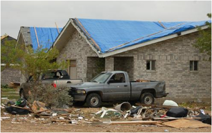 tarped roof