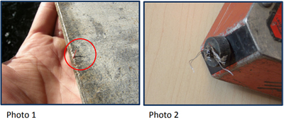 This is a close-up image (left) of a hand holding the soil, and (right) the trench area with soil.