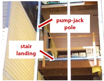 Breezeway, 3rd floor stair landing with temporary railing